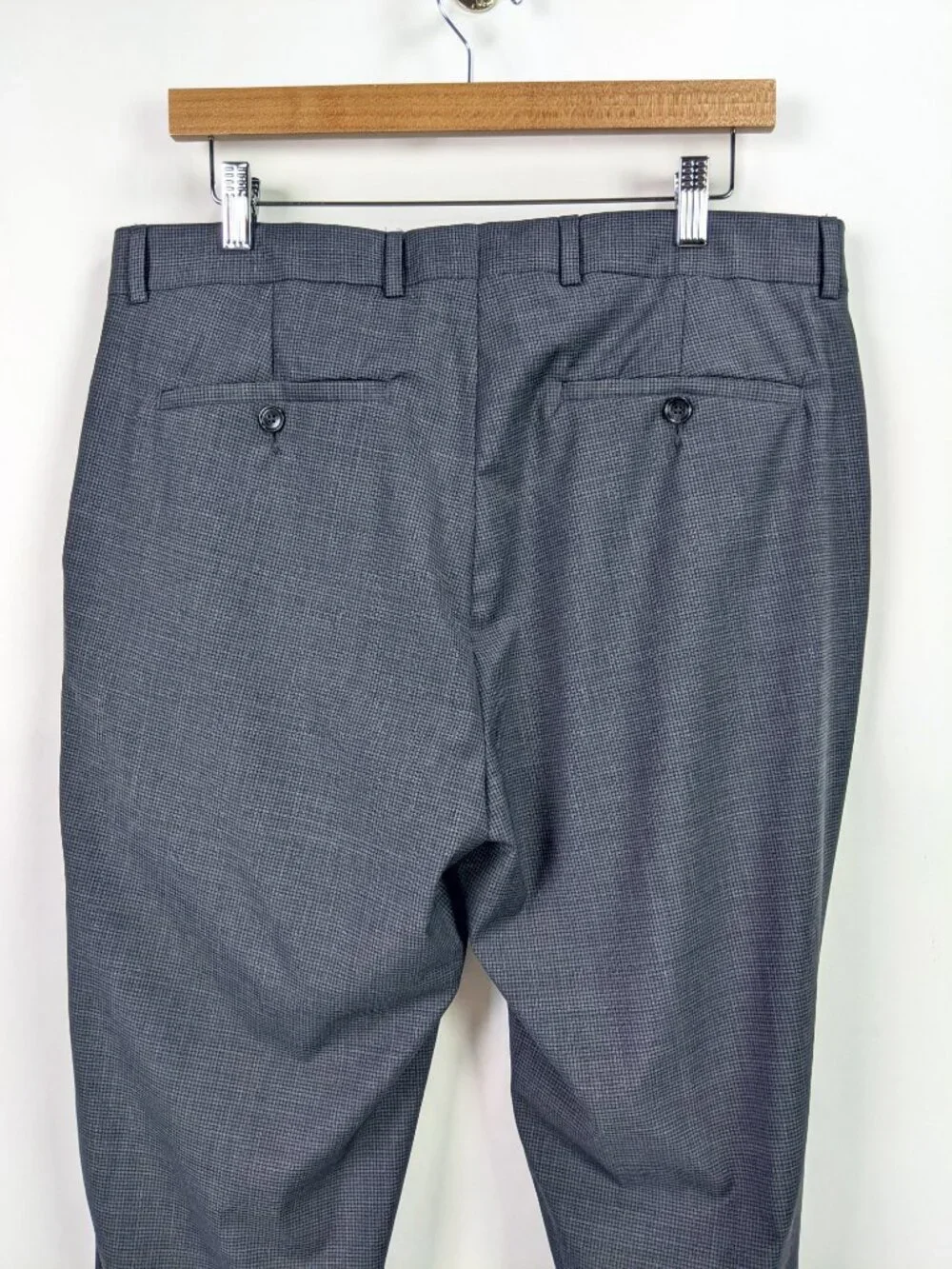 Kenneth Cole Mens Gray Wool Blend Flat Front Dress Pants Trousers Size W35